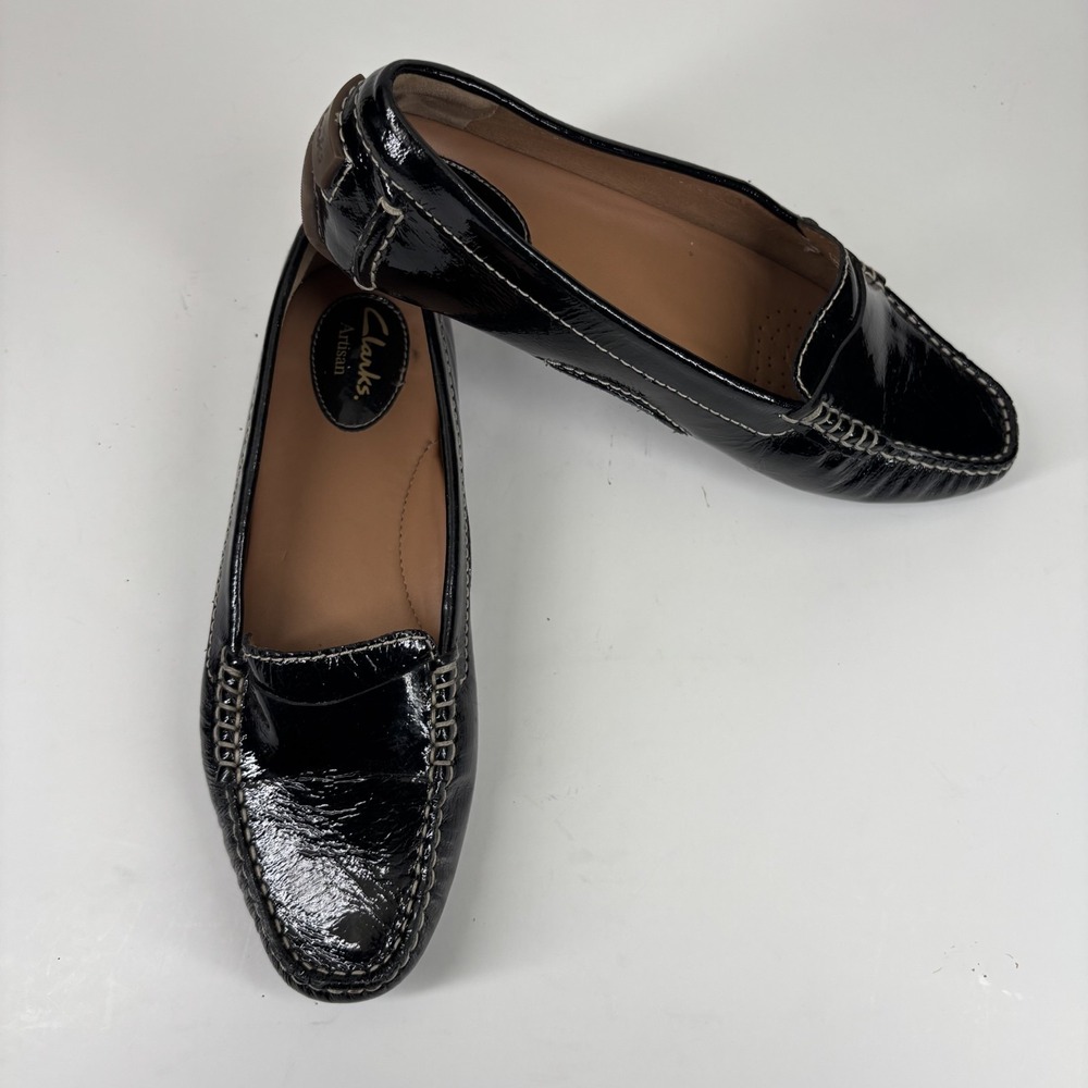 Clarks Dunbar Granby Women's US 8M Black Patent Leather Slip-On Loafers 66618 - Picture 15 of 16